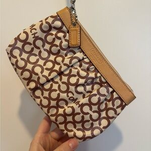 Coach Signature Brown and Tan Wristlet